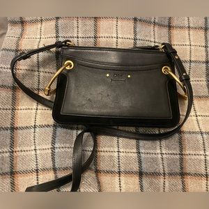 Chloe Black Crossbody Bag with Gold Details